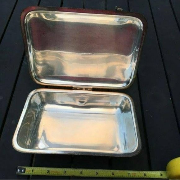 Sheffield Silent Butler Etched Dragon & Wood Handle #68, Vintage Silver Plate - Picture 1 of 5